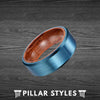 Blue Tungsten Ring with Koa Wood Inlay