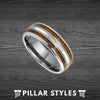 Silver Mother of Pearl Ring Tungsten Wood Wedding Band Mens Ring - 8mm Unique Wooden Ring - Pillar Styles