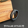 6mm Black Hammered Ring Mens Wedding Band Mother of Pearl Ring - Thin Tungsten Ring for Men