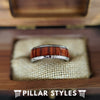 Silver Damascus Ring Koa Wood Wedding Band Damascus Steel Ring Mens Ring - Pillar Styles