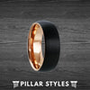 18K Rose Gold Wedding Bands Womens Ring 6mm Black Ring - Pillar Styles