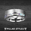 8mm Offset Abalone Shell Tungsten Mens Wedding Band - Pillar Styles
