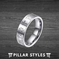 Tungsten Christian Rings Bible Verse Ring 8mm & 6mm Couples Ring Set Mens Wedding Bands with Corinthians 13:4 Engraved Ring - Pillar Styles