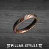 4mm Thin Damascus Ring Rose Gold Wedding Band Mens Ring - Unique Damascus Steel Ring - Pillar Styles