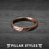 4mm Thin Damascus Ring Rose Gold Wedding Band Mens Ring - Unique Damascus Steel Ring - Pillar Styles