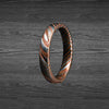 4mm Thin Damascus Ring Rose Gold Wedding Band Mens Ring - Unique Damascus Steel Rings for Men 18K Rose Gold Ring