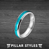 4mm Silver Tungsten Ring Turquoise Wedding Band Womens Ring - Thin Mens Wedding Band Turquoise Rings Unique Wedding Rings for Men