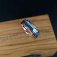 6mm Lapis Lazuli Ring Thin Rose Gold Wedding Bands Womens Meteorite Ring - Tungsten Arrow Ring