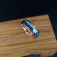 6mm Lapis Lazuli Ring Thin Rose Gold Wedding Bands Womens Meteorite Ring - Tungsten Arrow Ring