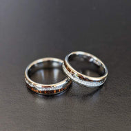 6mm Meteorite Ring Tungsten Wedding Band Womens Ring - Koa Wood Ring with Meteorite & Arrow Inlay Mens Ring