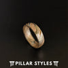 Rose Gold Damascus Steel Ring - Mens Damascus Ring 6mm Rose Gold Ring Unique Wedding Band - Pillar Styles