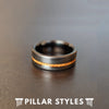 6mm Black Whiskey Barrel Ring Tungsten Wedding Bands Womens Ring Thin Black Ring Bourbon Barrel Wood Ring Couples Ring Set