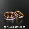 Purple Lapis Lazuli Ring Mens Wedding Band Tungsten Ring - 8mm Meteorite Ring Rose Gold Wedding Band