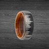 8mm Whiskey Barrel Rings Mens Wedding Band Black Tungsten Ring with Forest Tree Etching Oak Wood Ring
