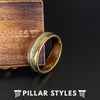 14K Yellow Gold Ring Mens Wedding Band Tungsten Ring - 8mm Meteorite Ring Tungsten Wedding Band Mens Ring
