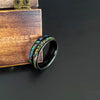 8mm Black Tungsten Ring Mens Wedding Band Abalone Ring - Green Opal Wedding Band Mens Ring