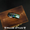 8mm Black Tungsten Ring Mens Wedding Band Abalone Ring - Green Opal Wedding Band Mens Ring