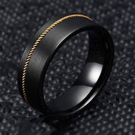 Black Guitar String Ring Mens Wedding Band Tungsten Ring - 8mm Unique Guitar Ring for Men