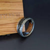 Black Meteorite Ring Mens Wedding Band Tungsten Ring - Meteorite Wedding Band Mens Ring