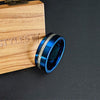 Blue Meteorite Ring Mens Wedding Band Tungsten Ring Meteorite Wedding Bands for Men Blue Ring