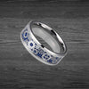 Blue Steampunk Ring Mens Wedding Band Cogs Mechanical Ring