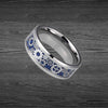Blue Steampunk Ring Tungsten Carbon Fiber Ring - Gearhead Mechanical Ring