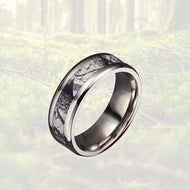 Brown Oak Camo Titanium Ring 6/8mm Mens Wedding Band - Pillar Styles