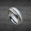8mm Meteorite Ring Mens Wedding Band Tungsten Ring Meteorite Wedding Band Silver Deer Antler Rings for Men