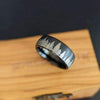Forest Etched Black Tungsten Ring Mens Wedding Band Tree Ring - 8mm Unique Nature Rings