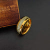 14K Gold Meteorite Ring Mens Wedding Band Tungsten Ring Yellow Gold Wedding Rings for Men