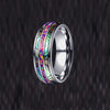 Lavender Opal Ring Mens Wedding Band Abalone Ring Unique Tungsten Ring for Men