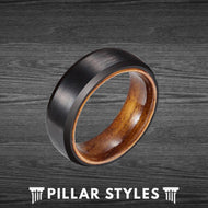 Matte Black with Rosewood Wood Wedding Band - Pillar Styles