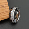 6mm Meteorite Ring Tungsten Wedding Band Womens Ring - Koa Wood Ring with Meteorite & Arrow Inlay Mens Ring