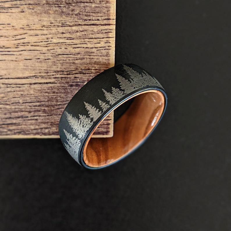 Tungsten Ring Unique Mens Wedding Bands Wood Unique Wedding Ring
