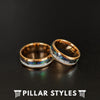 18K Rose Gold Ring Meteorite Ring Mens Wedding Band Abalone Ring - 8mm Tungsten Rings for Men
