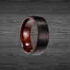 Rose Wood Ring Black Tungsten Wedding Band