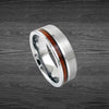 Koa Wood Ring Mens Wedding Band Tungsten Ring - 8mm Silver Ring Wood Wedding Rings for Men