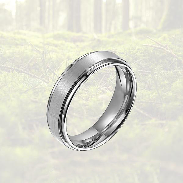 Silver Titanium Ring Edge Finish 6mm Couples Wedding Band Unique Wedding Ring