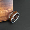 Whiskey Barrel Ring Hammered Wedding Band Tungsten Ring - 8mm Silver Hammered Ring Mens Wedding Band Bourbon Barrel Wood Ring