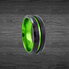 Thin Green Line Ring Mens Wedding Band Tungsten Ring 8mm Black Ring Green Wedding Band Mens Ring Couples Ring Set