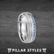 8mm Meteorite Ring Mens Wedding Band Tungsten Ring with Carbon Fiber Inlay - Pillar Styles