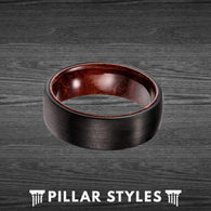 Black Tungsten Ring with Rose Wood Inlay - Pillar Styles