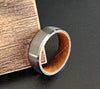 Unique Whiskey Barrel Ring - 8mm Silver Tungsten Ring Whiskey Wood Wedding Band Mens Ring