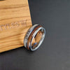 Whiskey Barrel Ring Mens Wedding Band Tungsten Deer Antler Ring - Unique Wooden Ring for Men