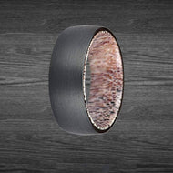 Whitetail Deer Antler Ring Mens Wedding Band Black Tungsten Ring - Unique Antler Wedding Rings for Men - Pillar Styles