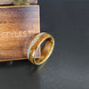 Whiskey Barrel Ring Mens Wedding Band Tungsten Ring - 14K Gold Ring Meteorite Wedding Band