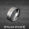 8mm Damascus Steel Ring with Rose Gold Inlay - Pillar Styles