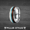 Deer Antler Ring Tungsten Ring with Turquoise & Koa Wood Wedding Band - Pillar Styles