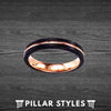 Black Tungsten Wedding Bands Womens Ring 4mm Rose Gold Ring - Pillar Styles