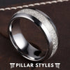 Tungsten Meteorite Ring Mens Wedding Band Couples Ring Set - Pillar Styles